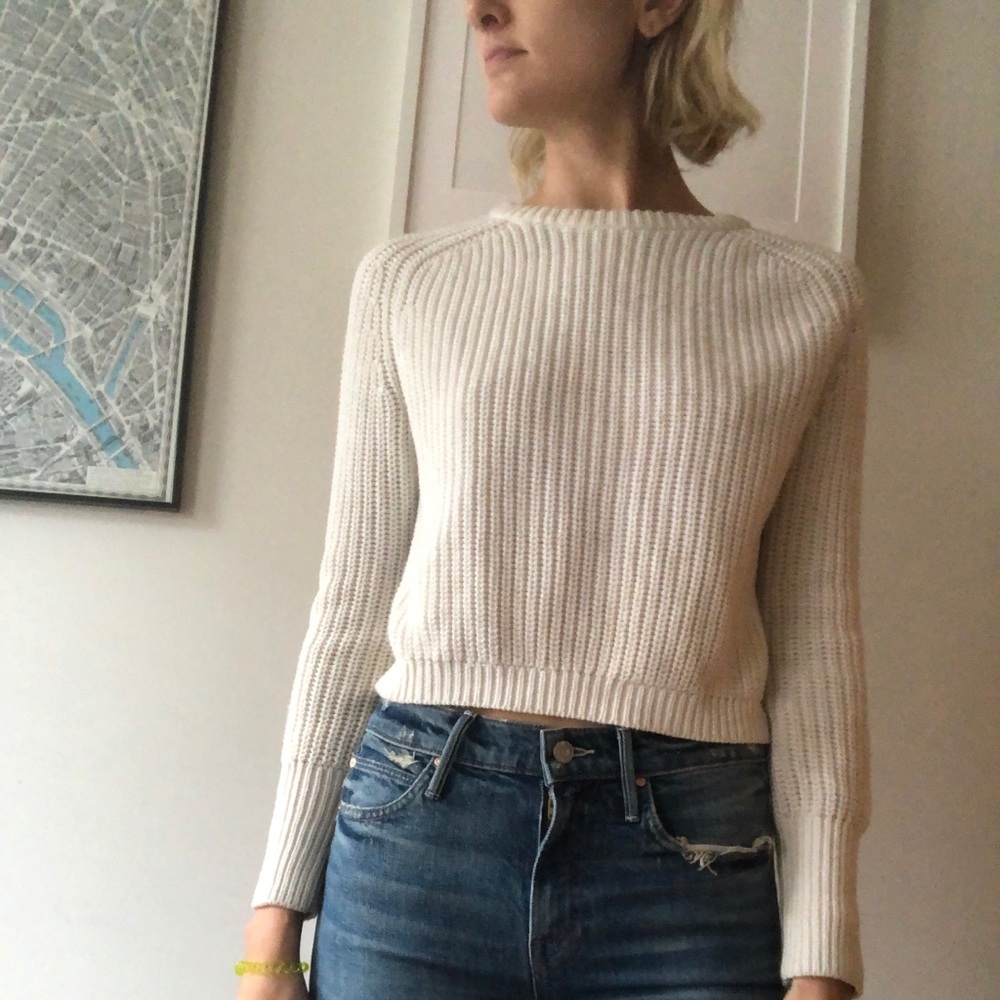 White Knit American Apparel Crop Sweater